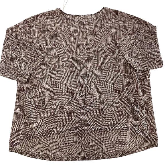 Zara Shirt Womens Small Red Brown Geometric Pleat Textured Top Oversized - Picture 2 of 8